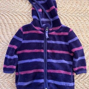 REI Striped Purple & Pink Hooded Fleece Jacket Size 6M
